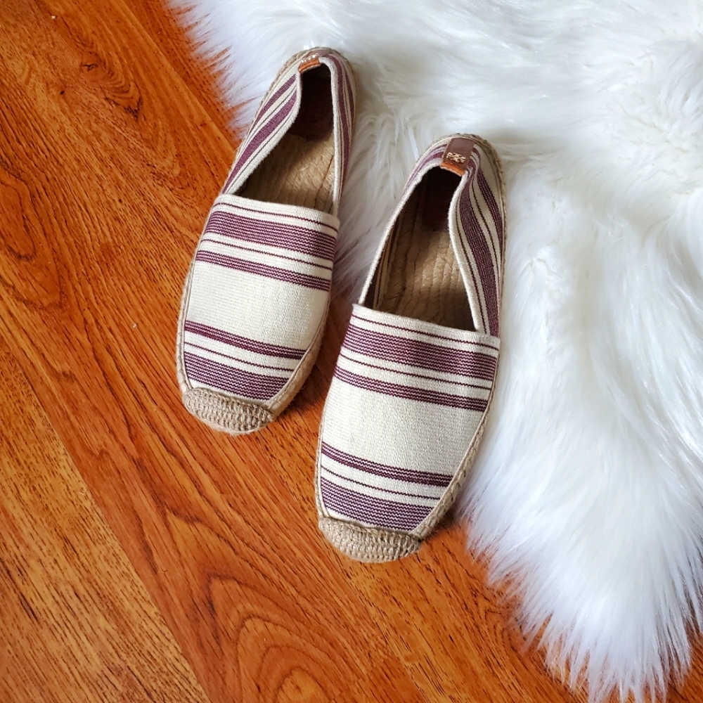 TORY BURCH AWNING ESPADRILLE FLATS 8.5